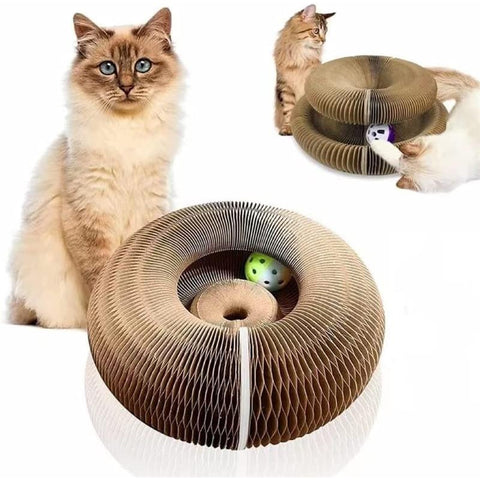 Magic Accordion Cat Scratch Board Toy with Ball Bell